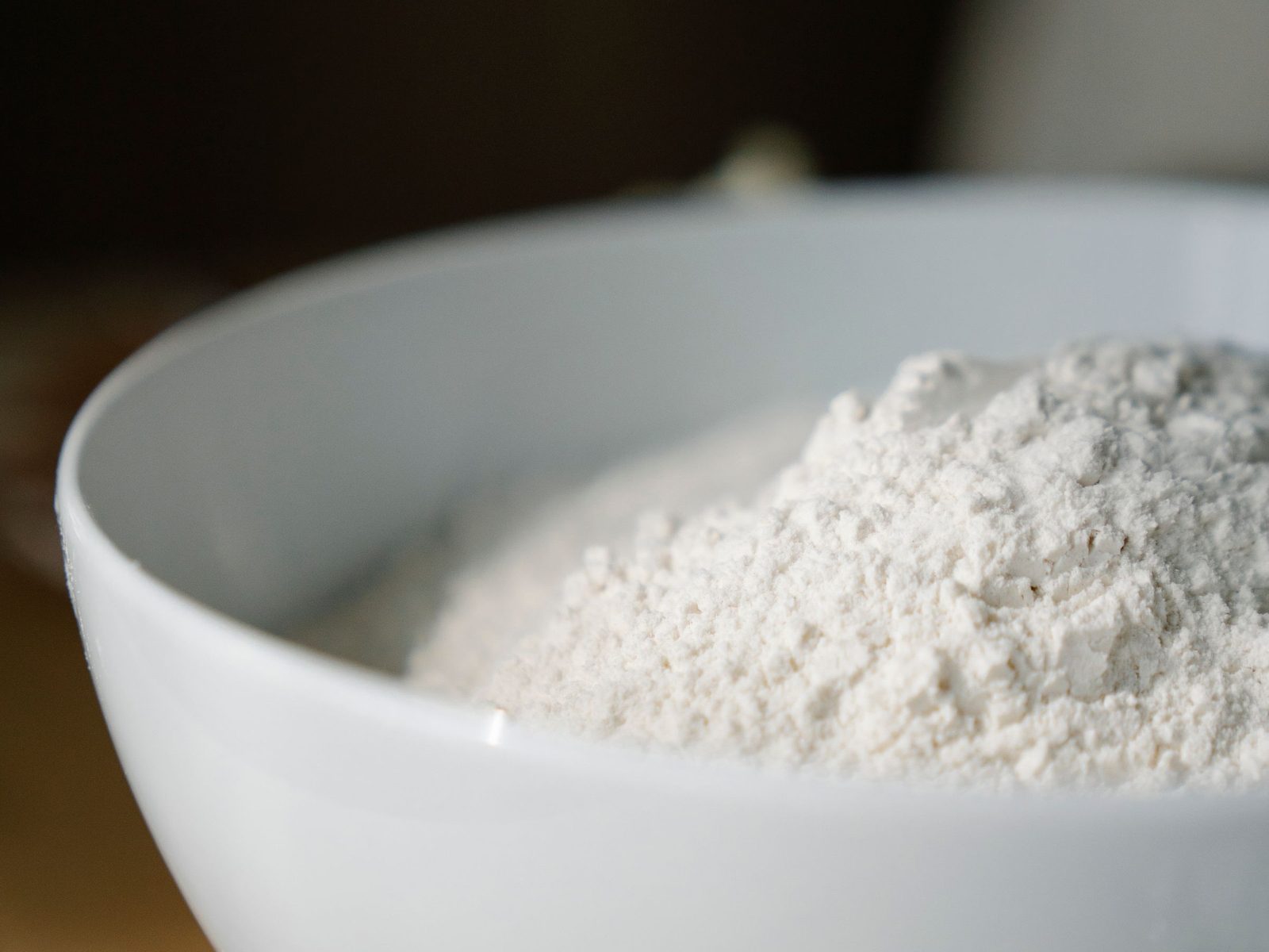 Bowl of bright white wollastonite powder